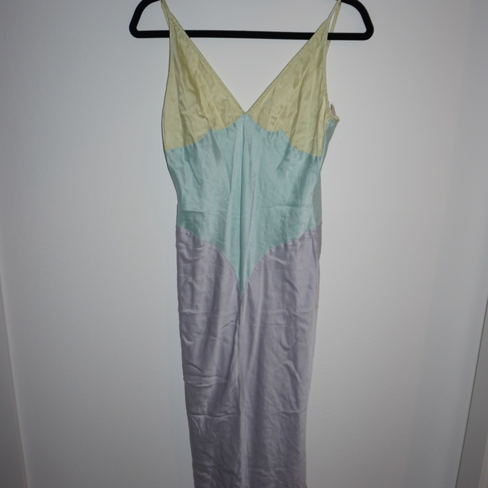 Victoria Secret Chemise Maxi Lingerie Small 100% Silk Nightgown Slip Tri-Color